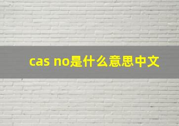 cas no是什么意思中文